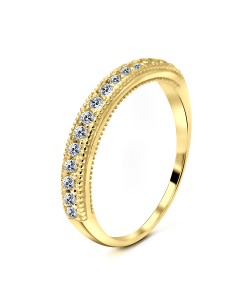 Gold Plated CZ Silver Ring NSR-2432-GP